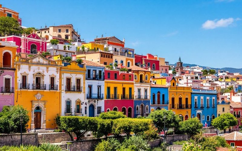 Casas coloniales de colores en Guanajuato, México