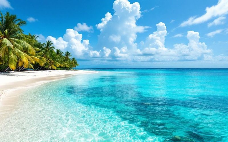 Mar de siete colores y playa de arena blanca en San Andrés, Colombia